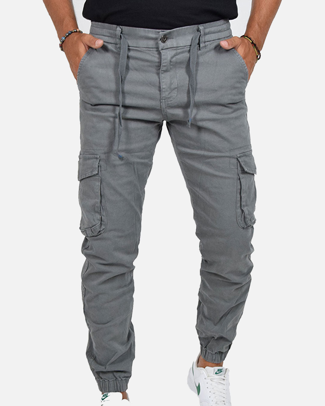 Pantaloni con tasconi e laccio in vita