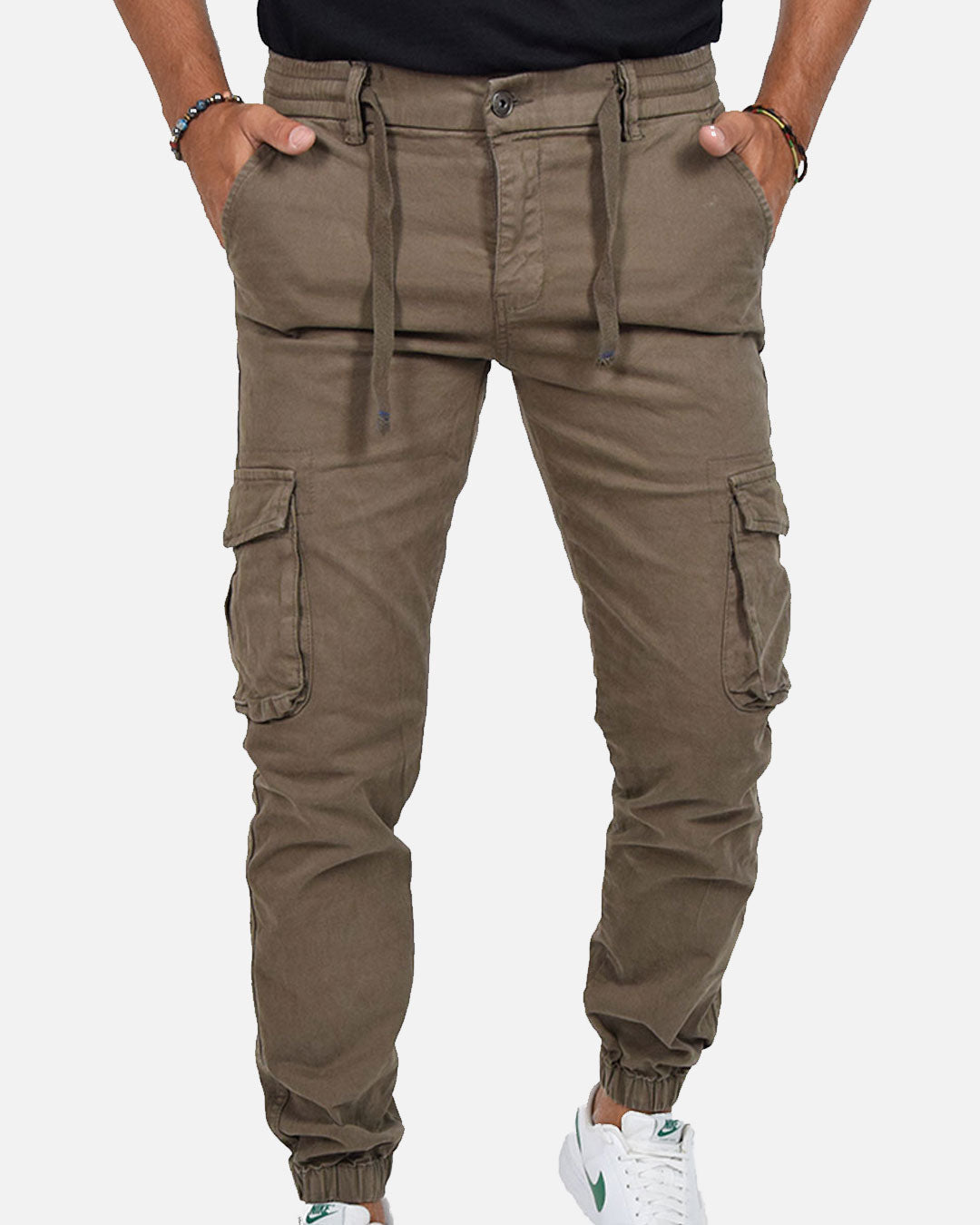 Pantaloni con tasconi e laccio in vita
