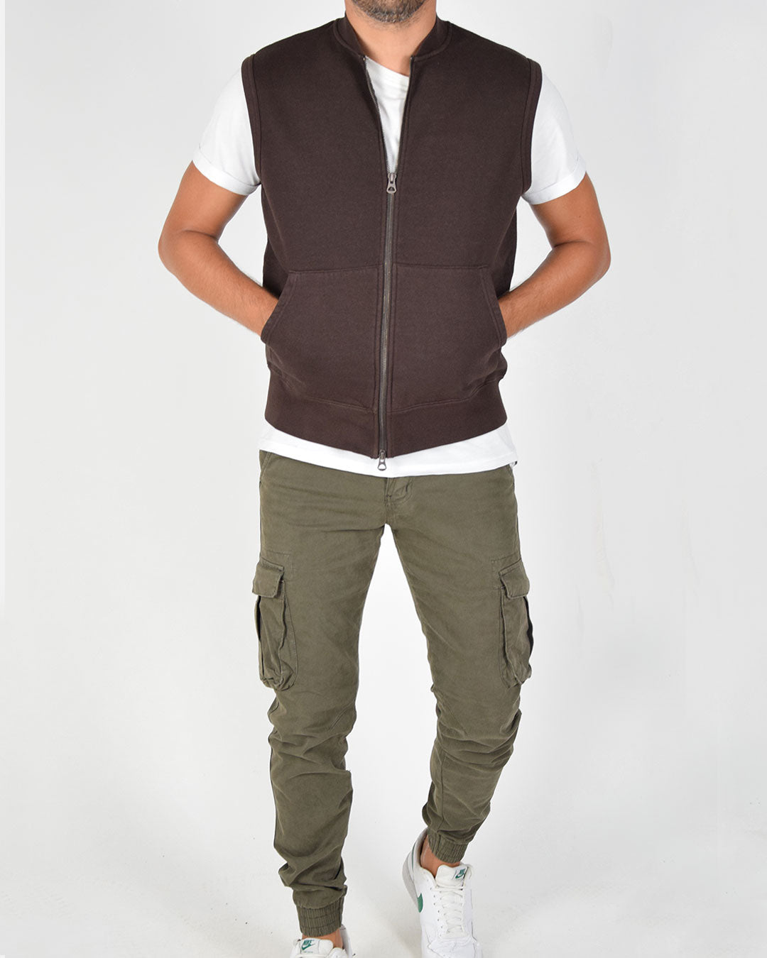 Gilet in felpa stone wash in cotone
