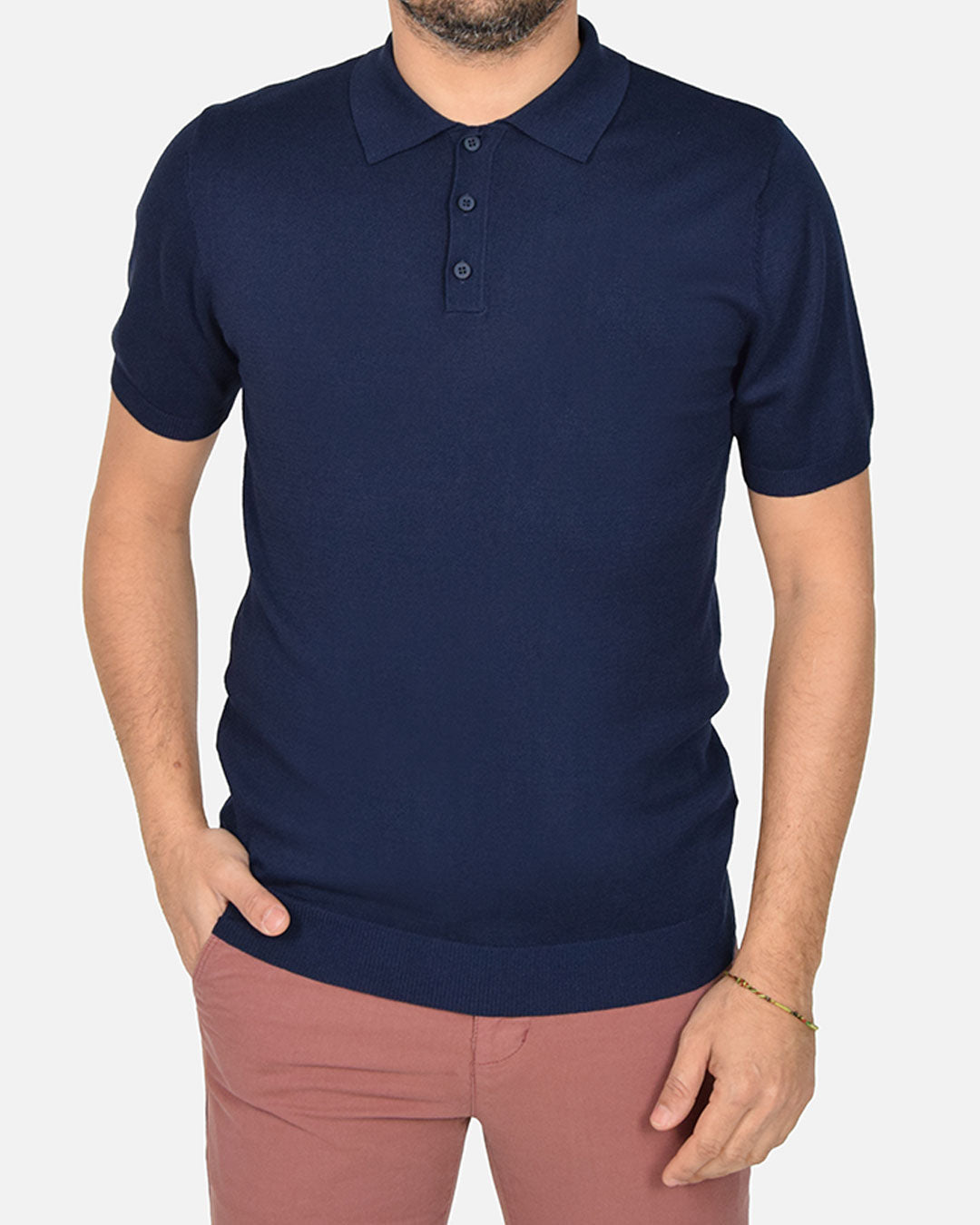 Polo in filo a manica corta