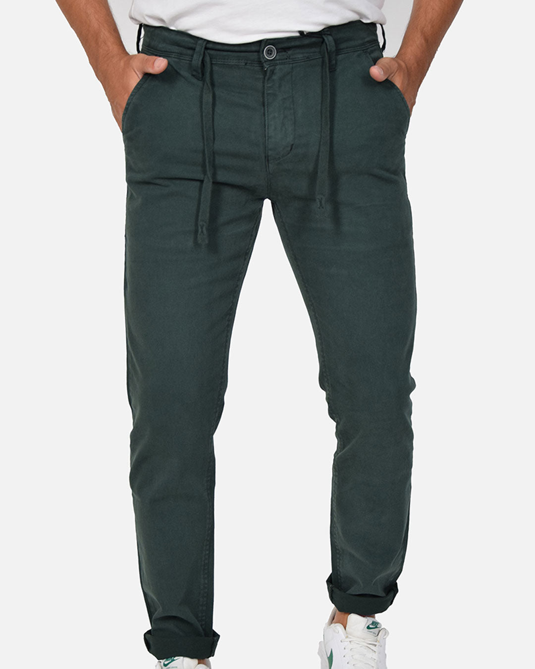 Pantaloni slim fit con laccio in vita