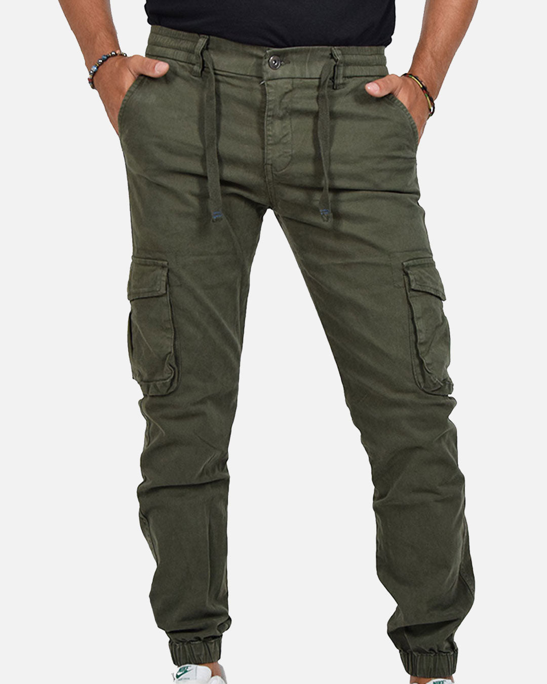 Pantaloni con tasconi e laccio in vita