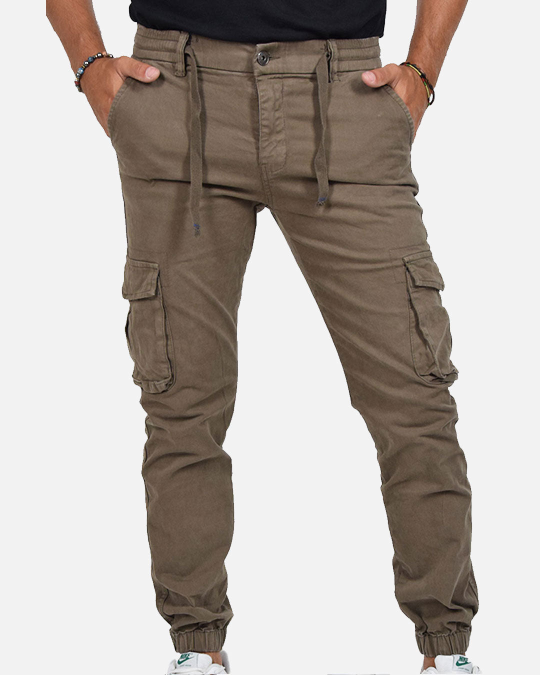 Pantaloni con tasconi e laccio in vita