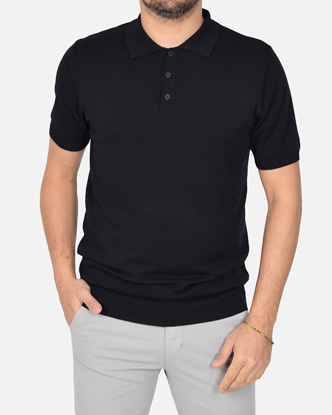 Polo in filo a manica corta