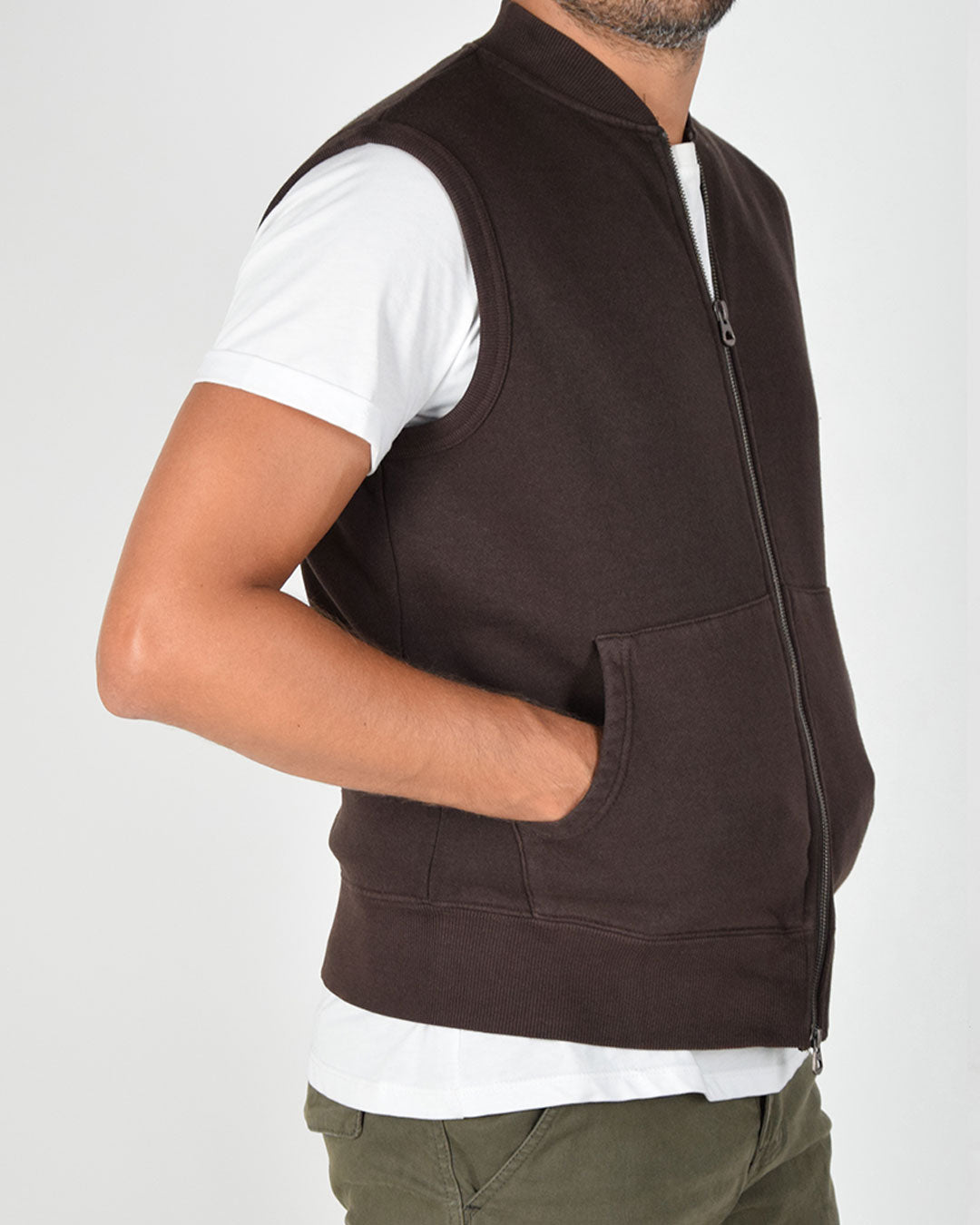 Gilet in felpa stone wash in cotone