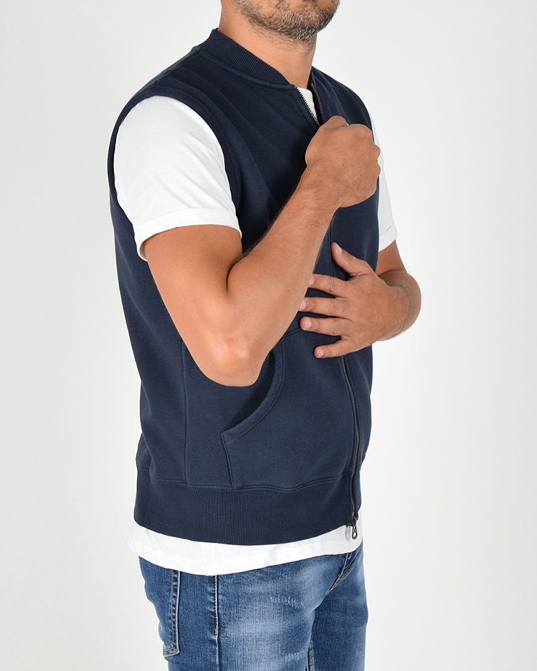 Gilet in felpa stone wash in cotone