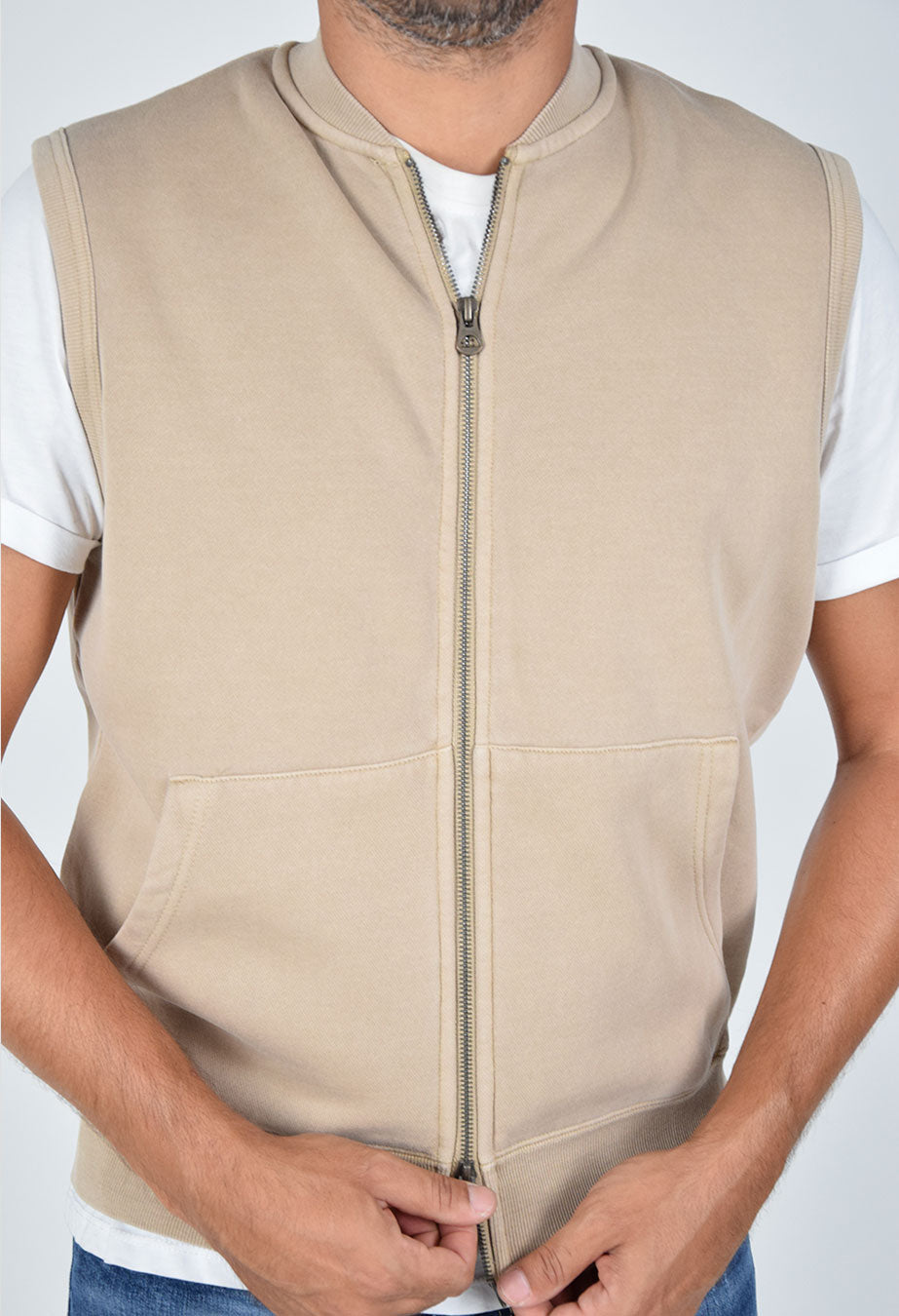 Gilet in felpa stone wash in cotone