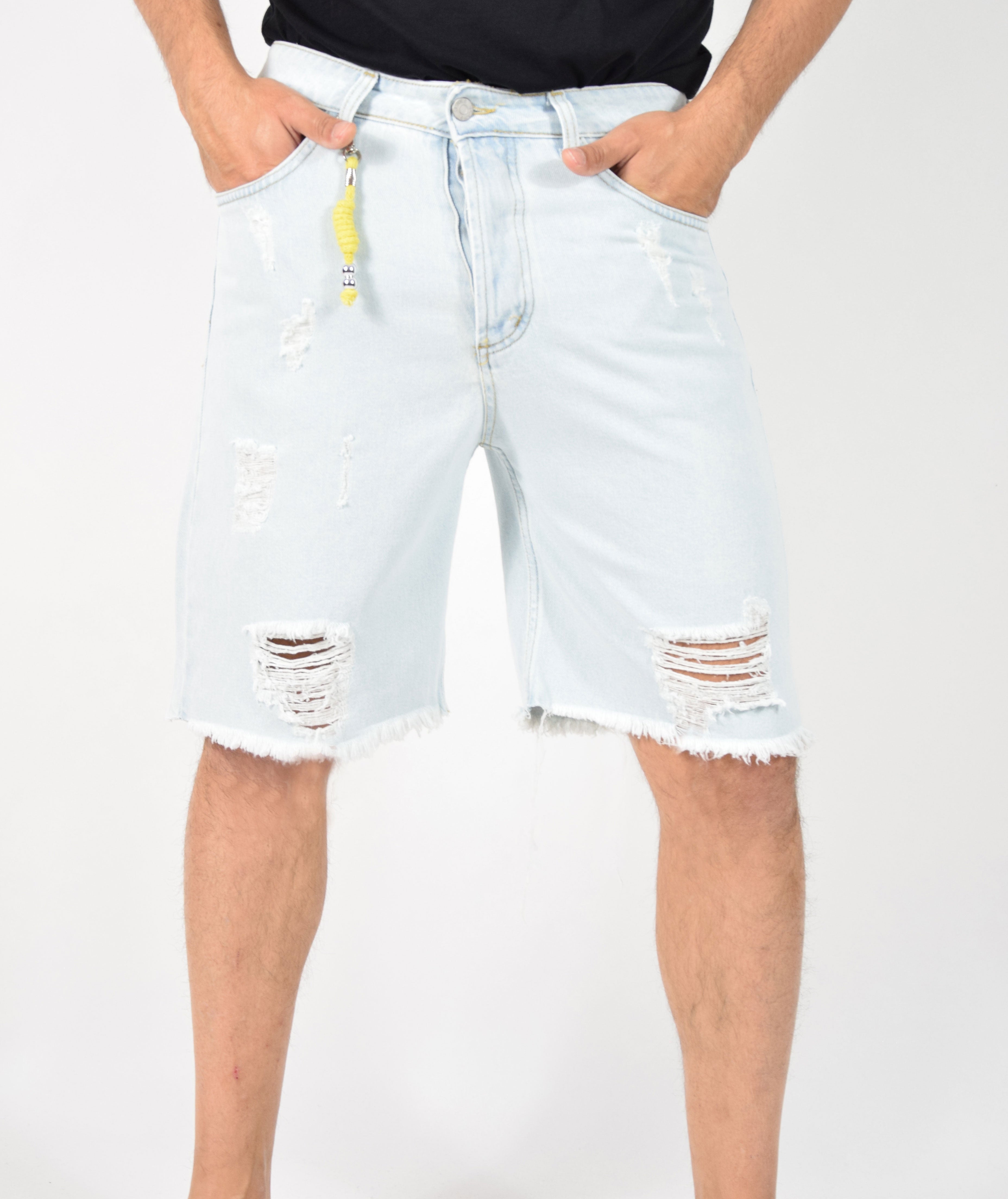 BERMUDA IN DENIM CON FINITURE TAGLIO VIVO