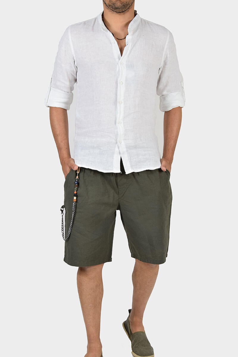 BERMUDA IN LINO CON LACCIO IN VITA