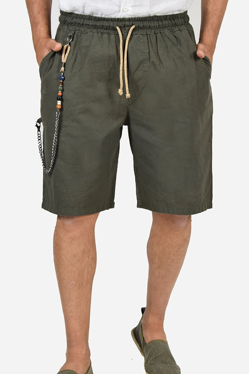 BERMUDA IN LINO CON LACCIO IN VITA