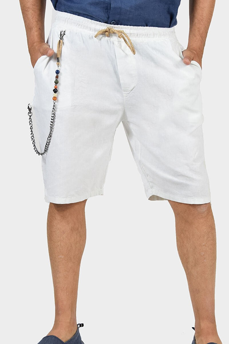 BERMUDA IN LINO CON LACCIO IN VITA