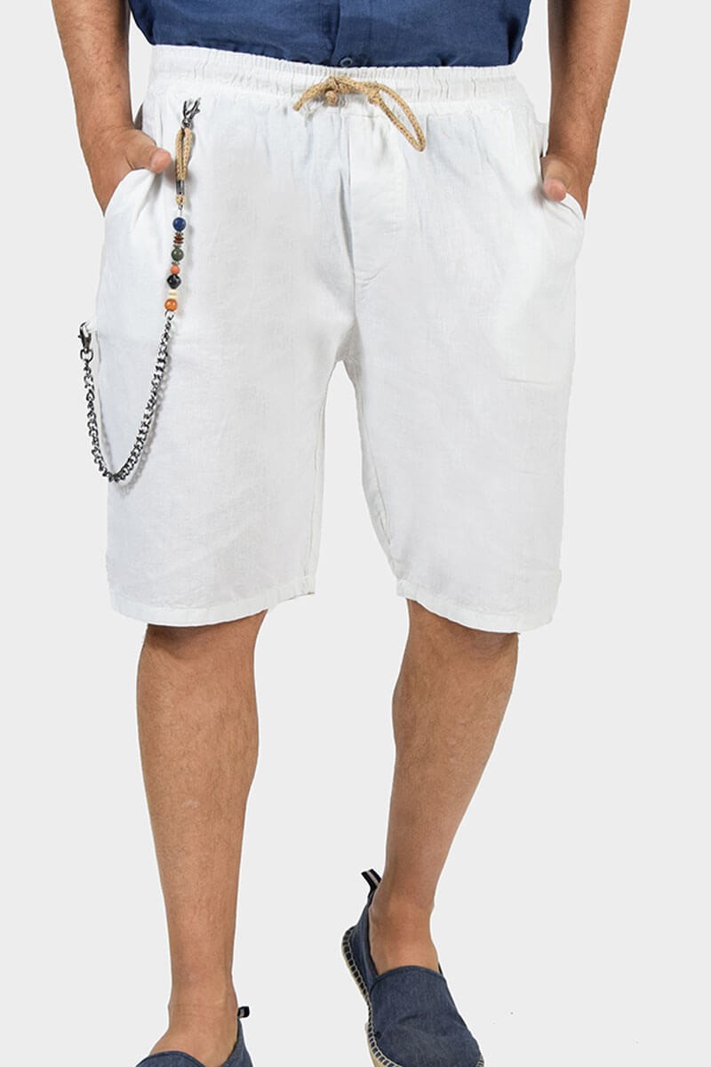 BERMUDA IN LINO CON LACCIO IN VITA