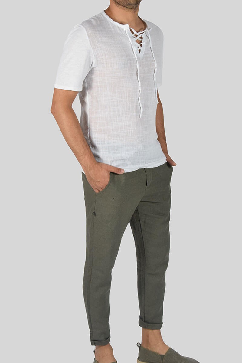 T-SHIRT IN LINO E COTONE