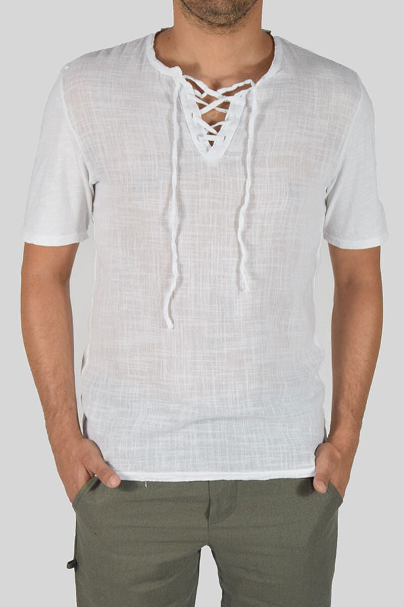 T-SHIRT IN LINO E COTONE