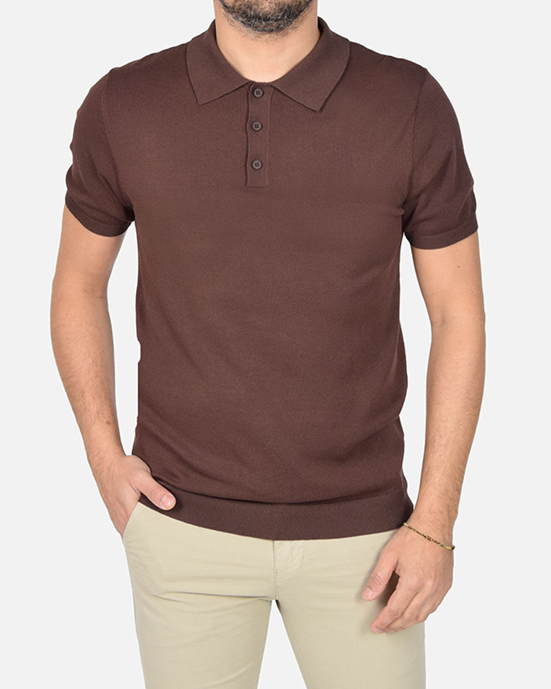 Polo in filo a manica corta
