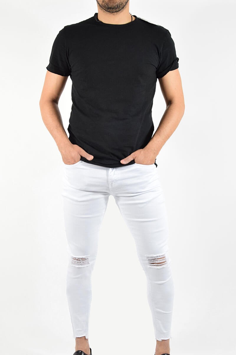 JEANS SKINNY CON STRAPPI ALLA CAVIGLIA