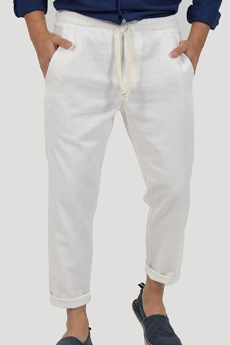 PANTALONI IN LINO CON LACCIO IN VITA