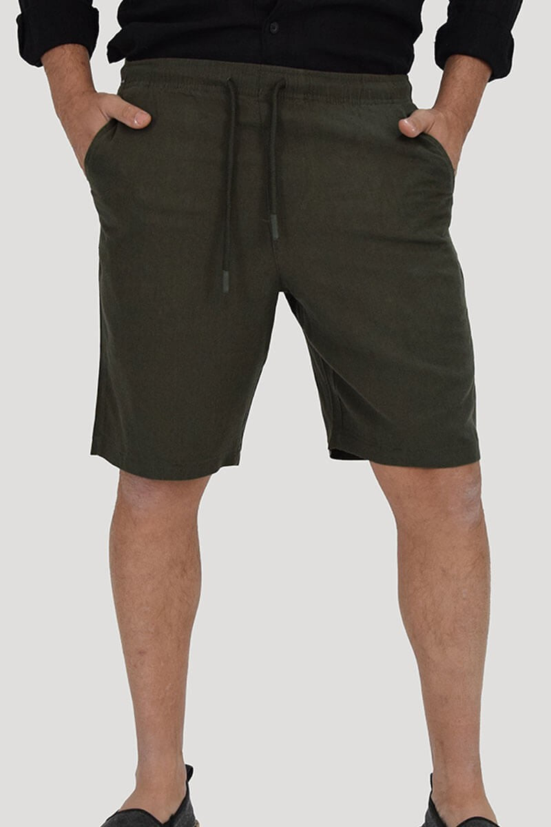 BERMUDA IN LINO CON LACCIO IN VITA