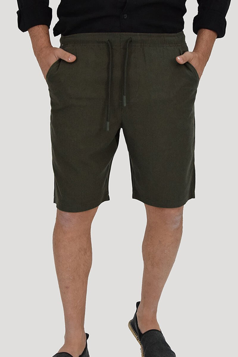 BERMUDA IN LINO CON LACCIO IN VITA