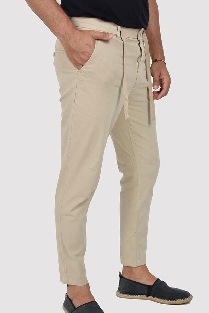 PANTALONI CAPRI CON ELASTICO E LACCIO IN VITA