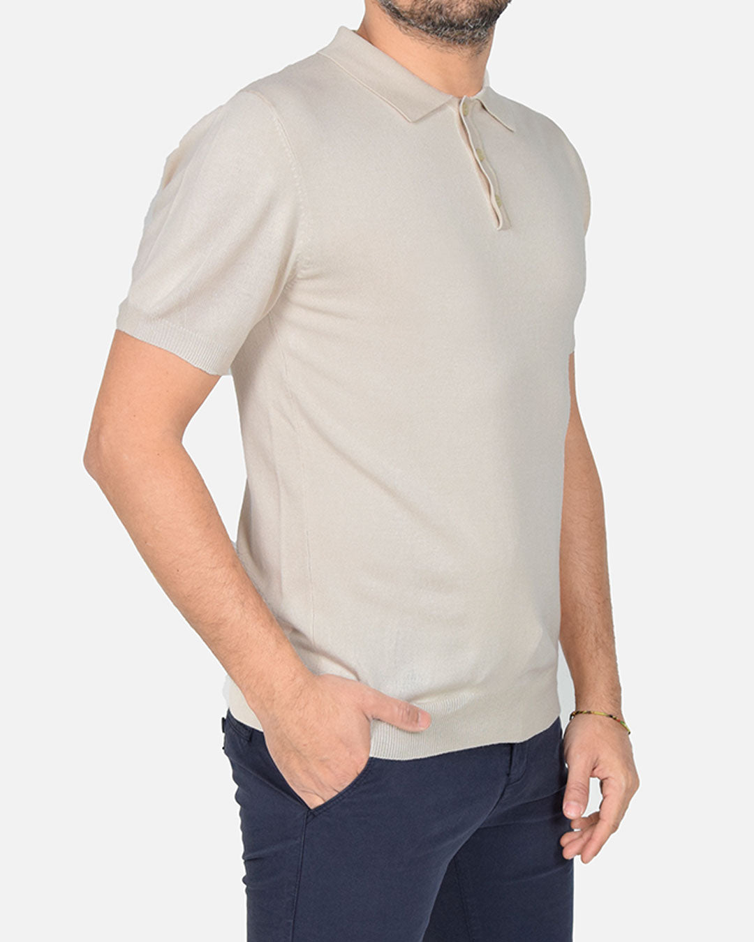Polo in filo a manica corta