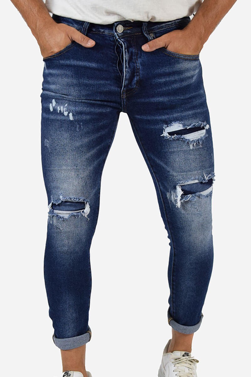 DENIM SKINNY CON STRAPPI E TOPPE