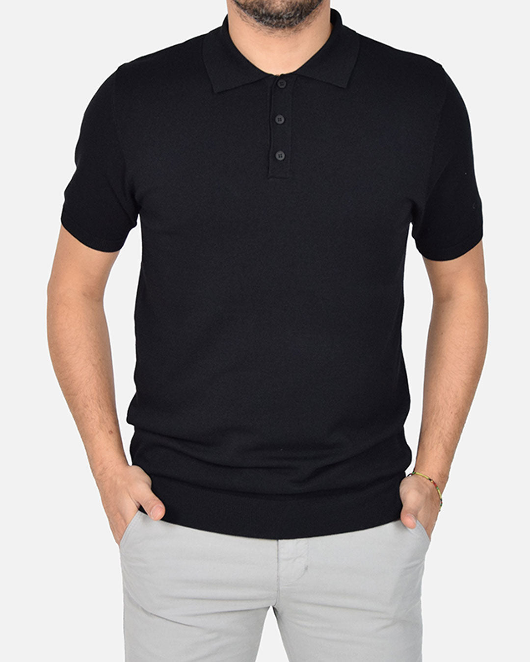 Polo in filo a manica corta