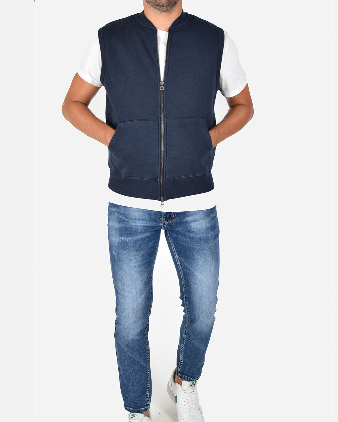 Gilet in felpa stone wash in cotone