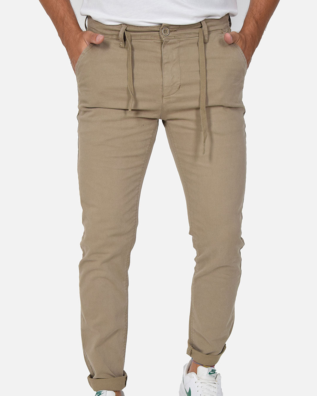 Pantaloni slim fit con laccio in vita