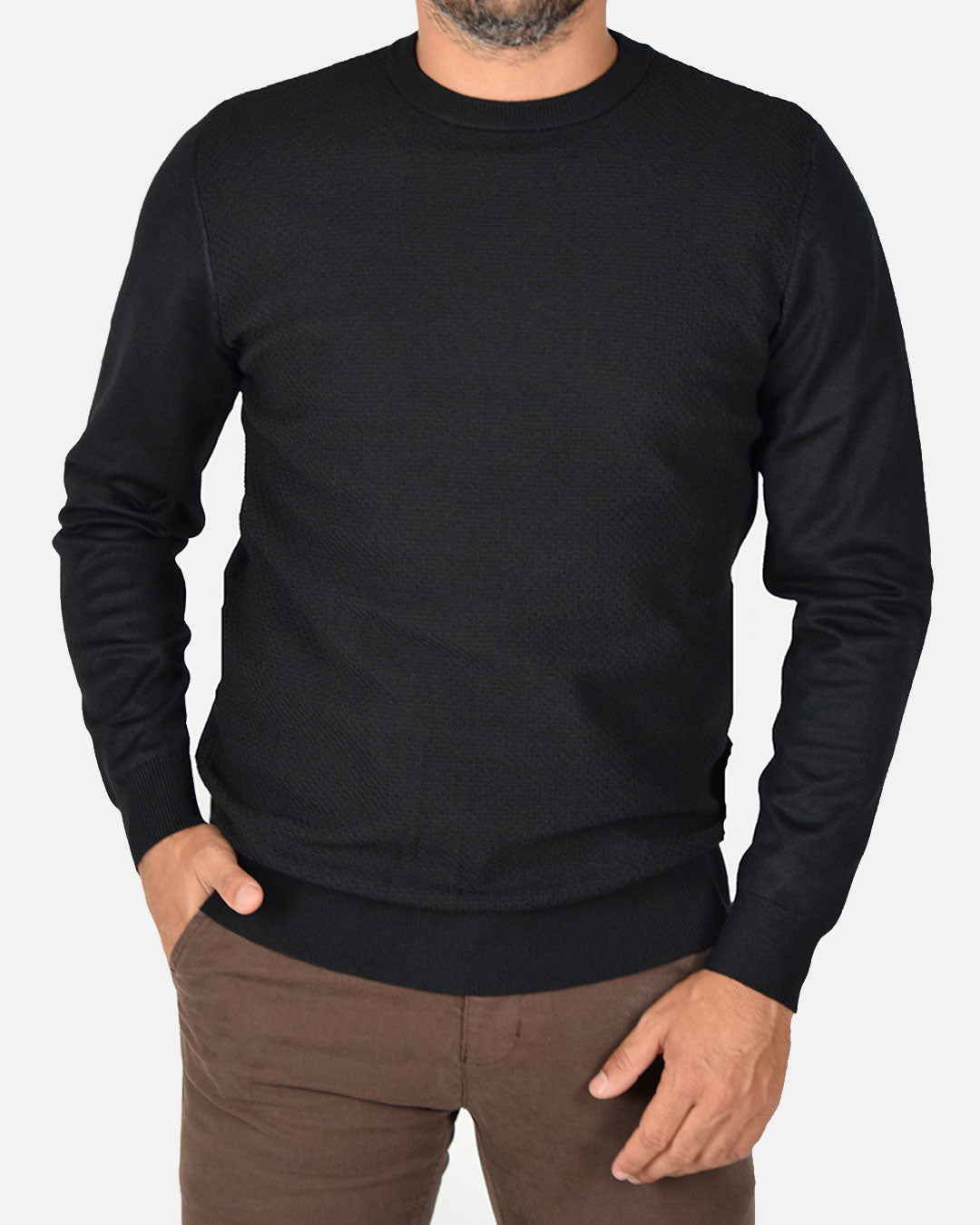 Pullover girocollo a nido d'ape