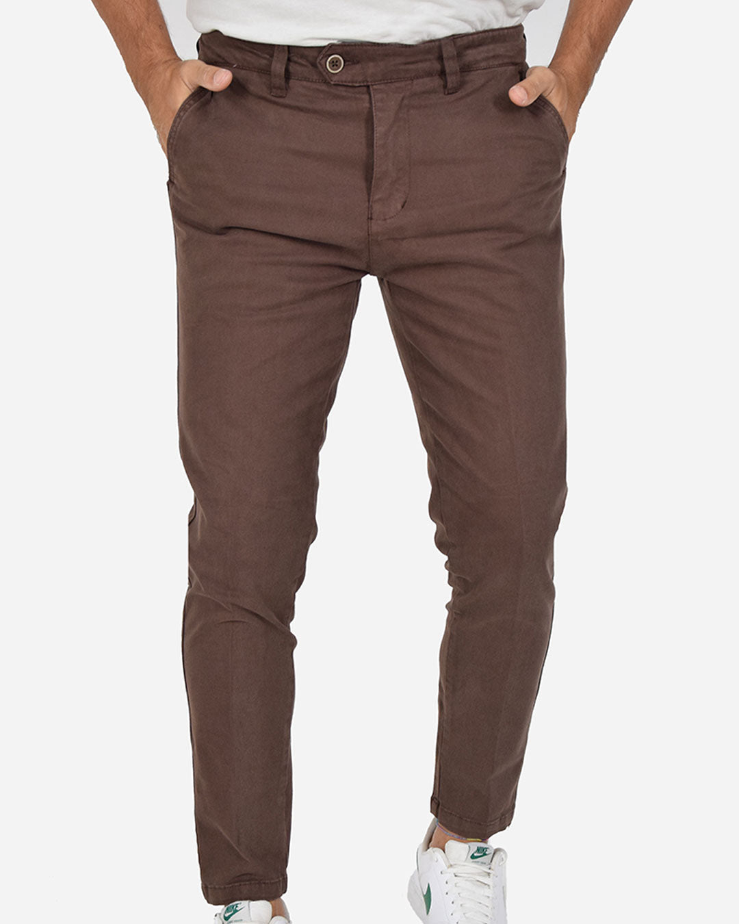 Pantaloni capri in gabardina di cotone