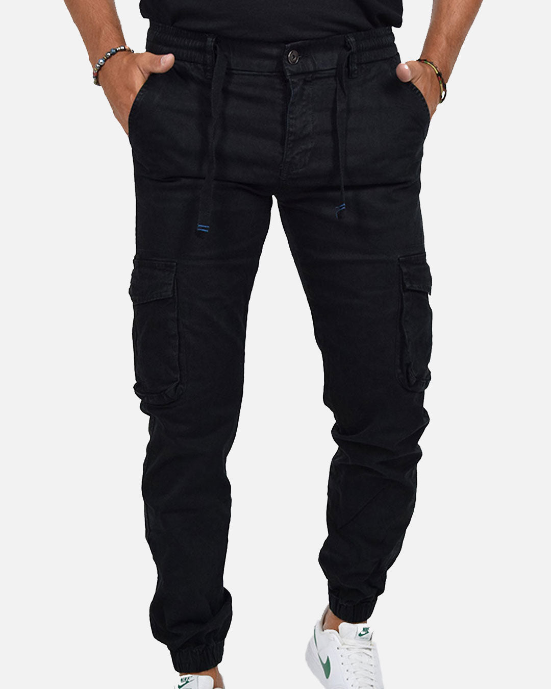 Pantaloni con tasconi e laccio in vita