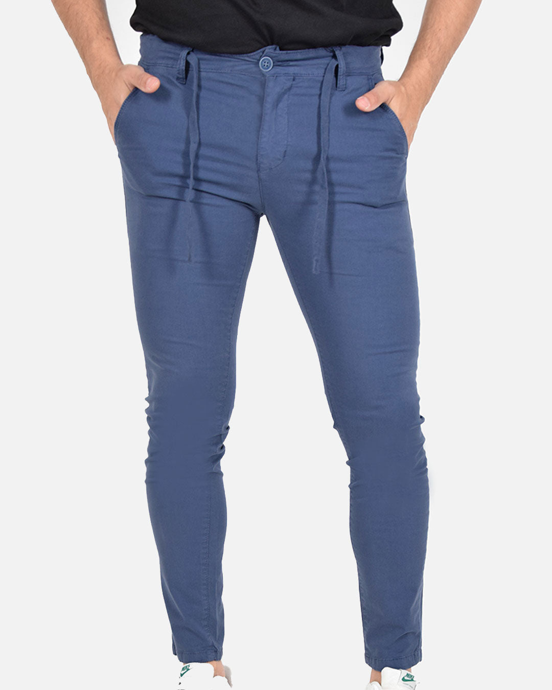 Pantaloni skinny capri con laccio in vita