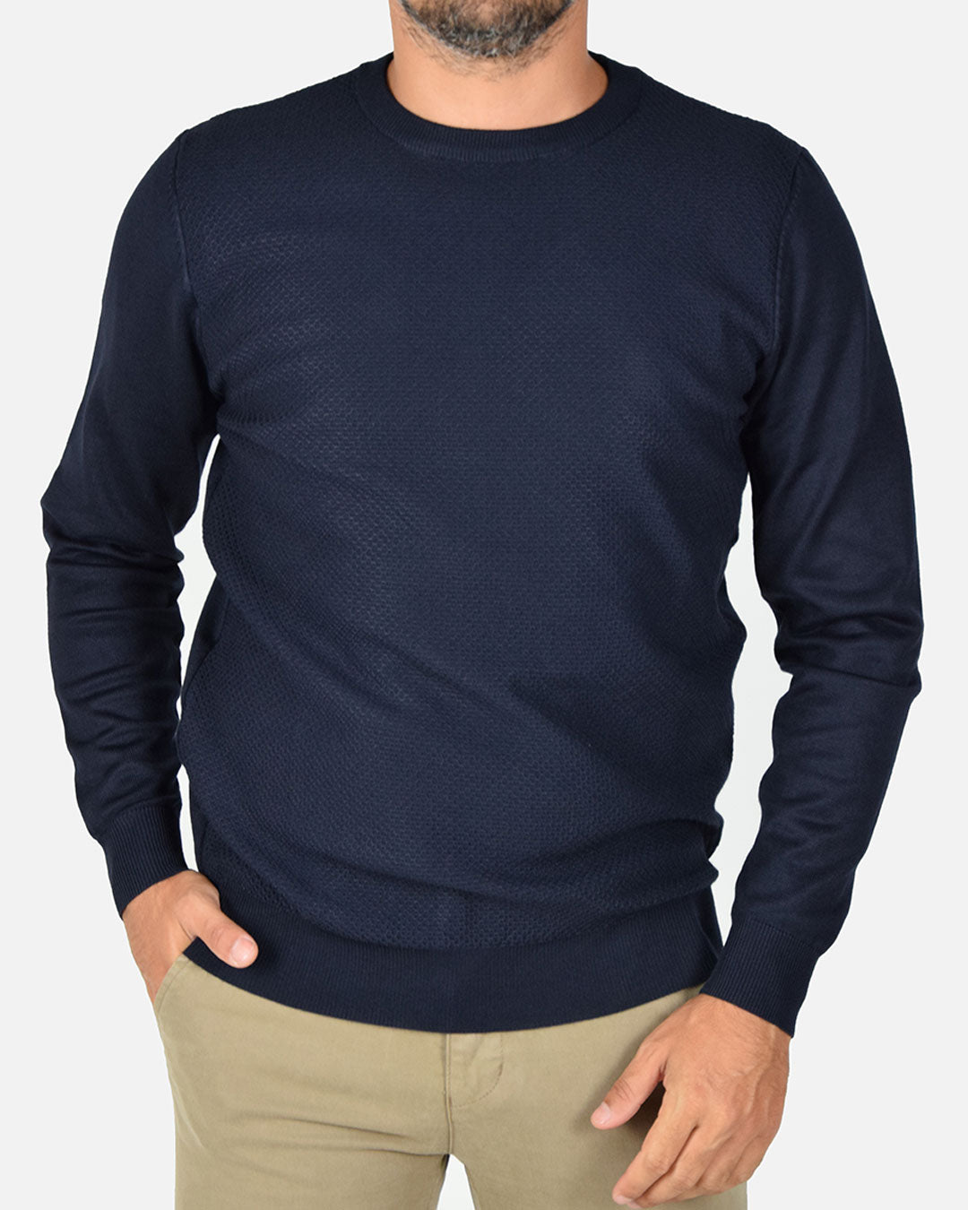 Pullover girocollo a nido d'ape