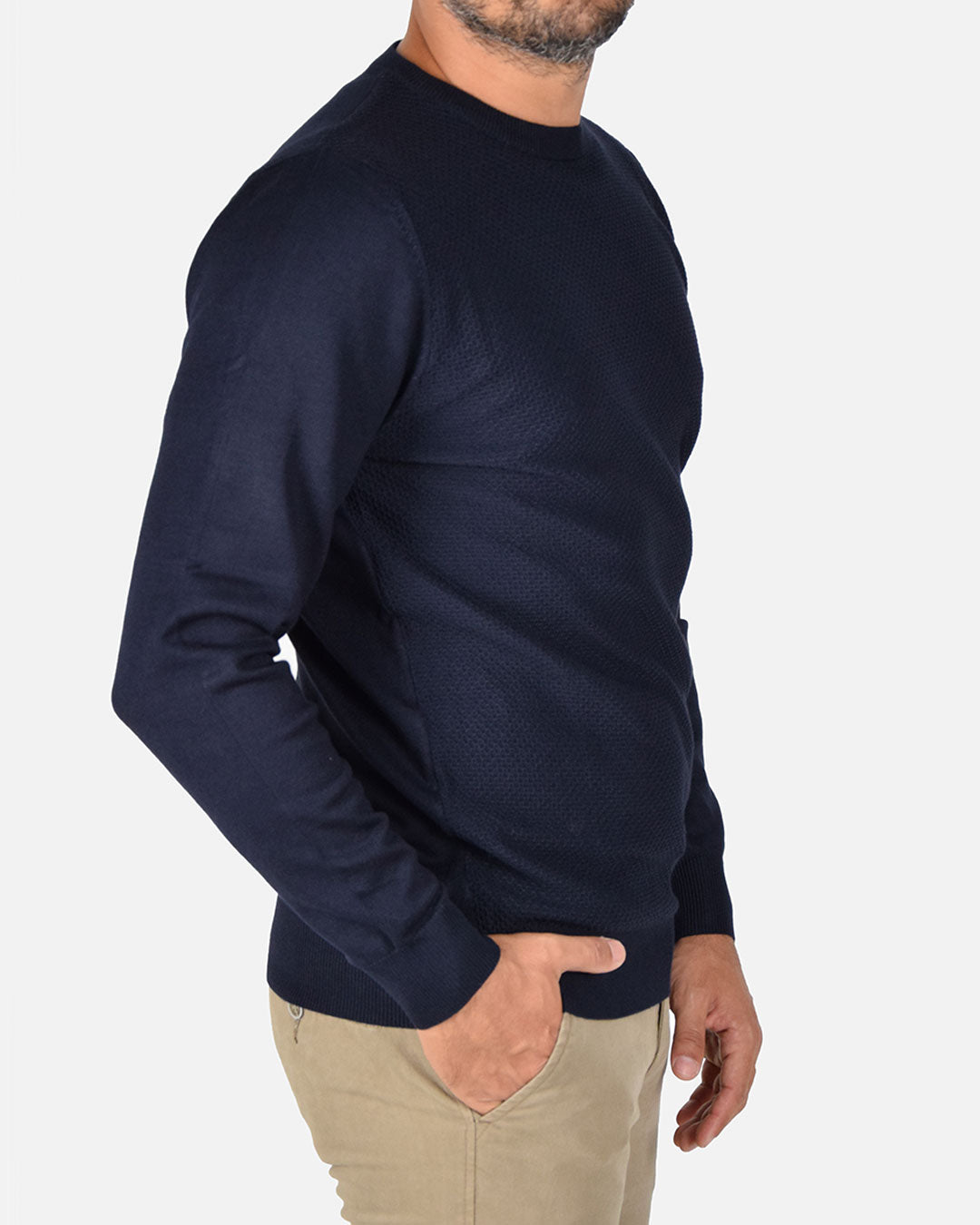 Pullover girocollo a nido d'ape