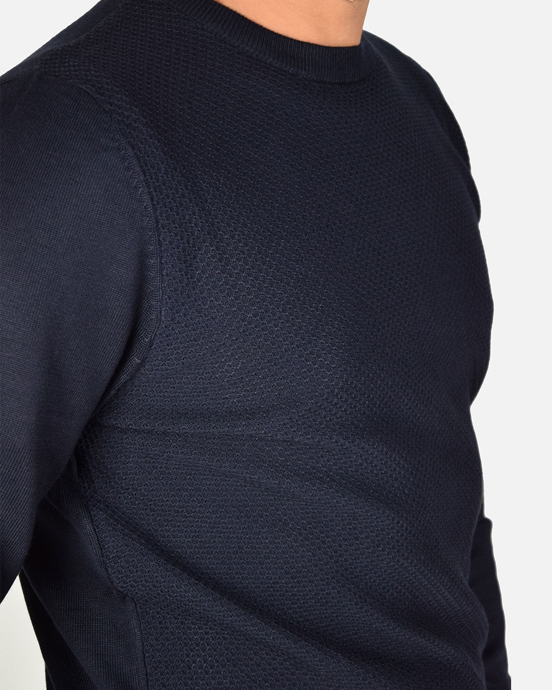 Pullover girocollo a nido d'ape