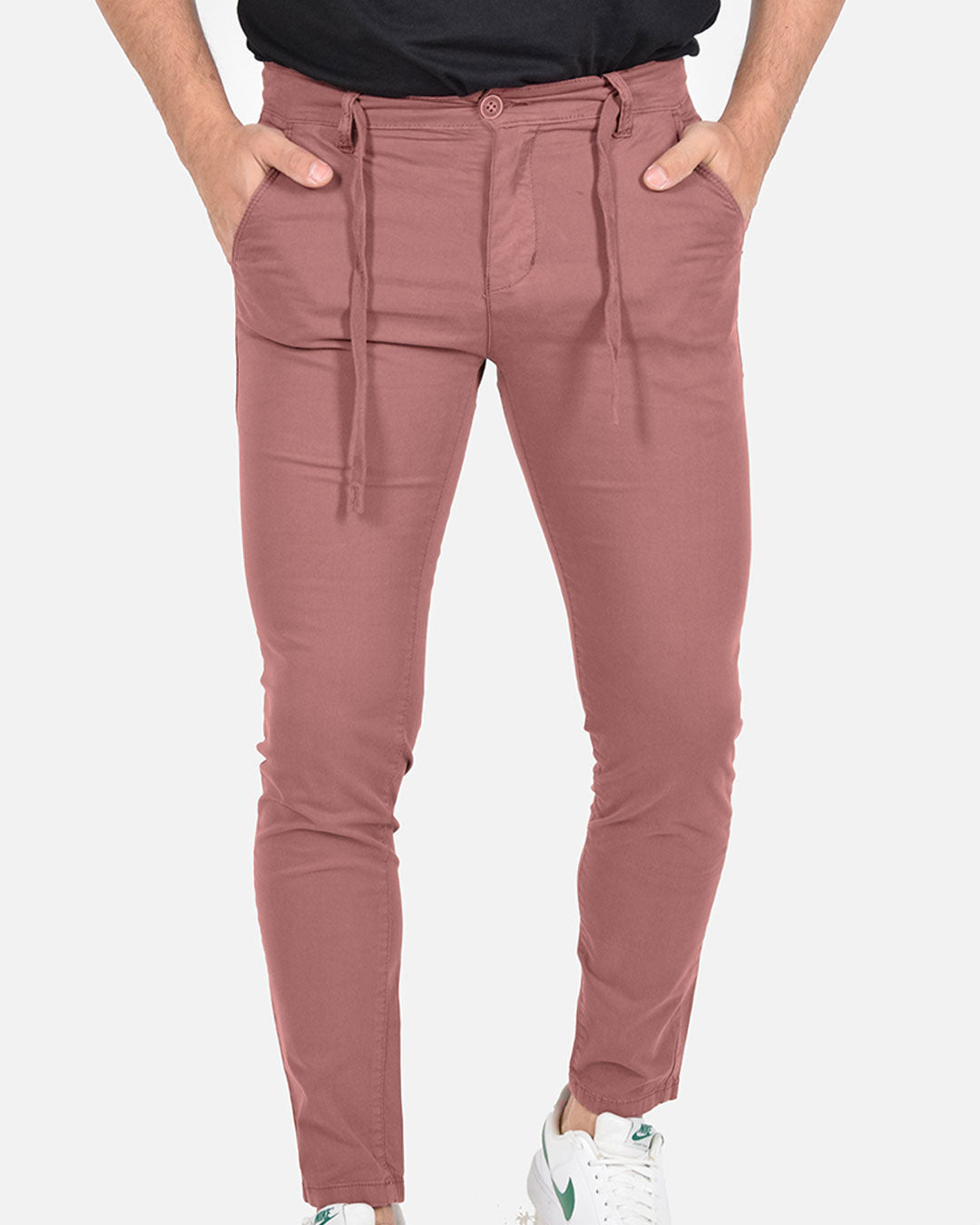 Pantaloni skinny capri con laccio in vita