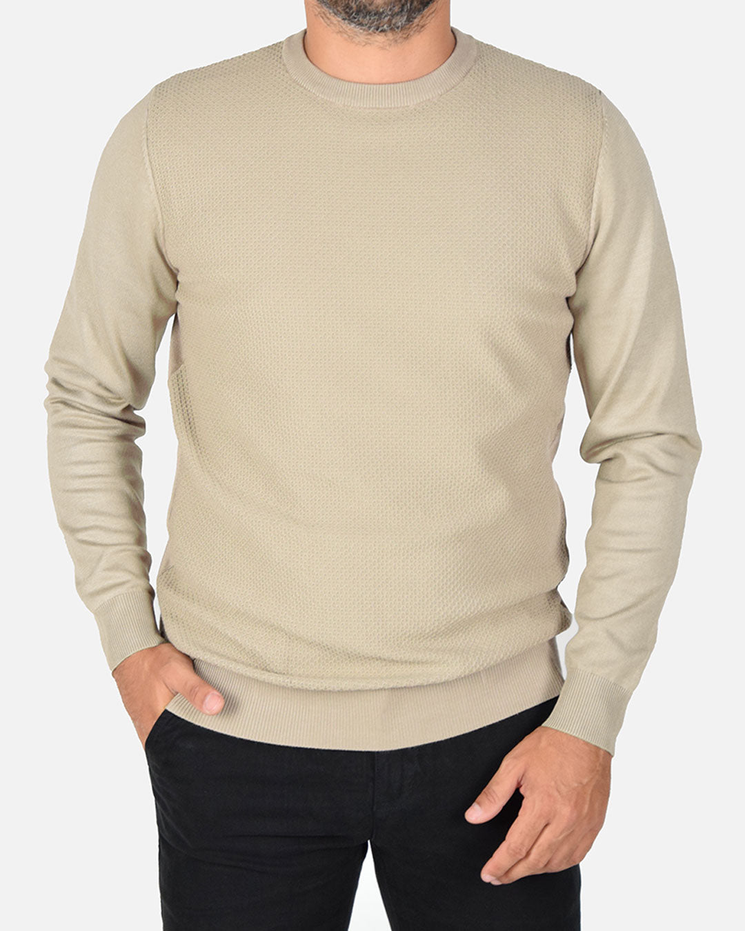 Pullover girocollo a nido d'ape