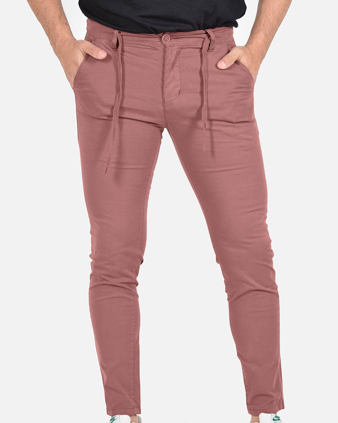 Pantaloni skinny capri con laccio in vita