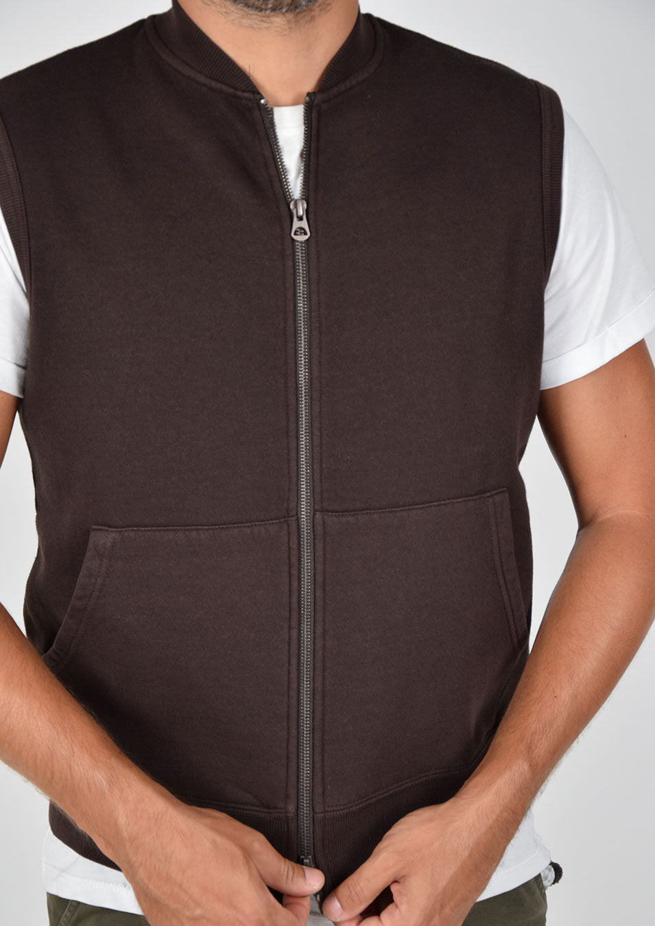 Gilet in felpa stone wash in cotone