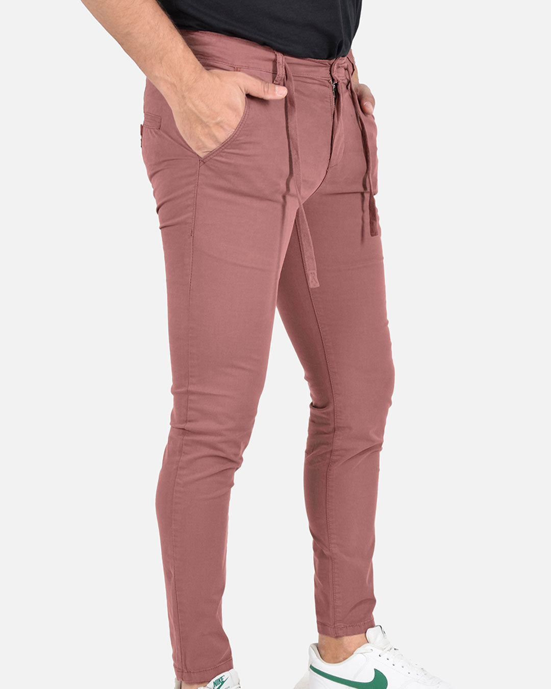 Pantaloni skinny capri con laccio in vita