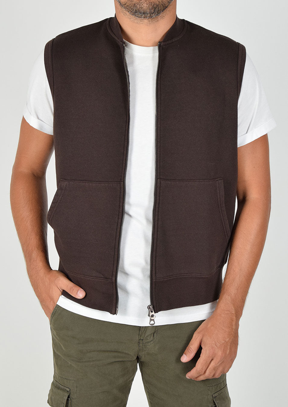 Gilet in felpa stone wash in cotone