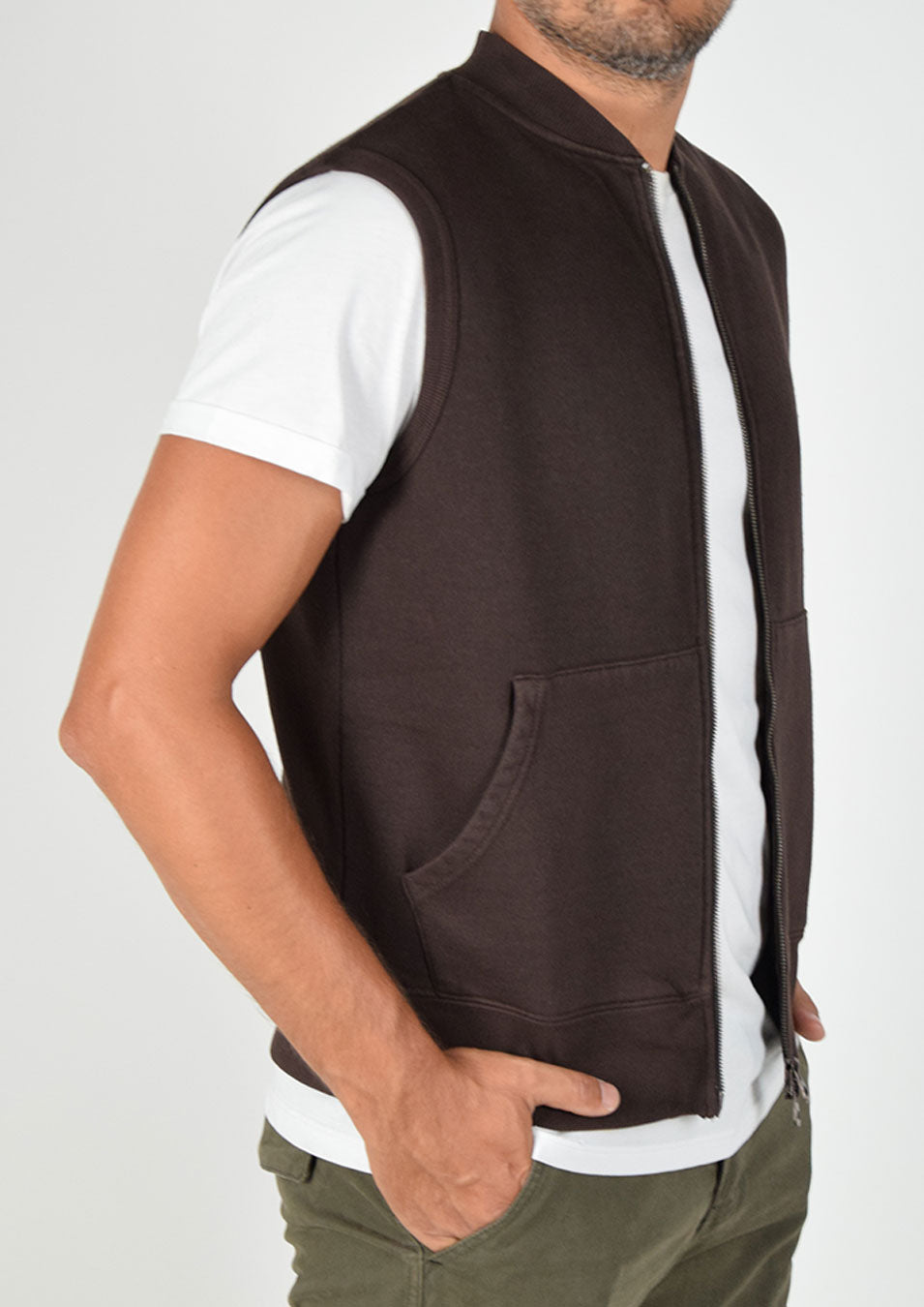 Gilet in felpa stone wash in cotone