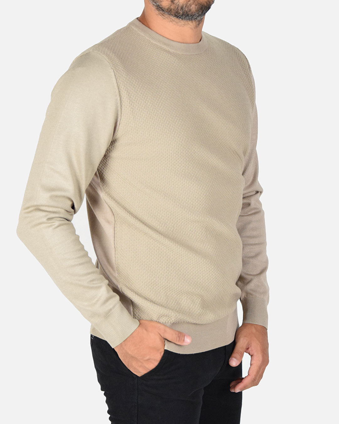 Pullover girocollo a nido d'ape