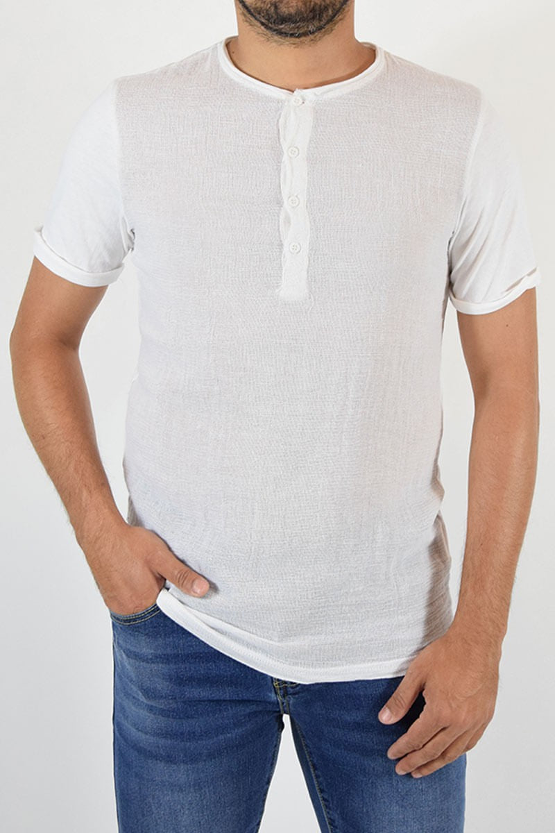 T-SHIRT A CONTRASTO CON BOTTONI