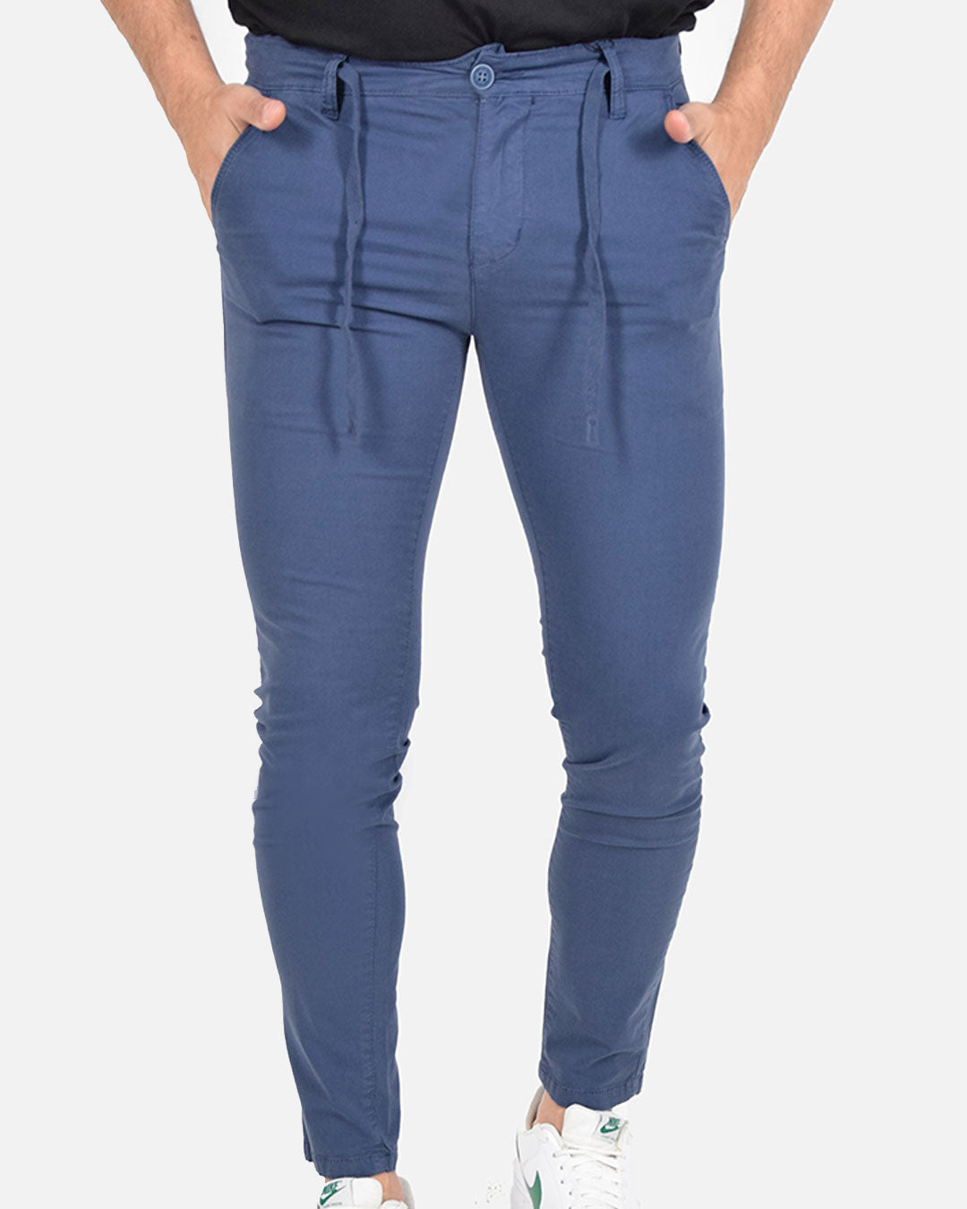 Pantaloni skinny capri con laccio in vita