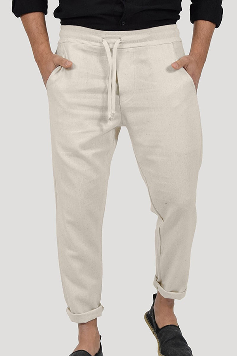 PANTALONI IN LINO CON LACCIO IN VITA