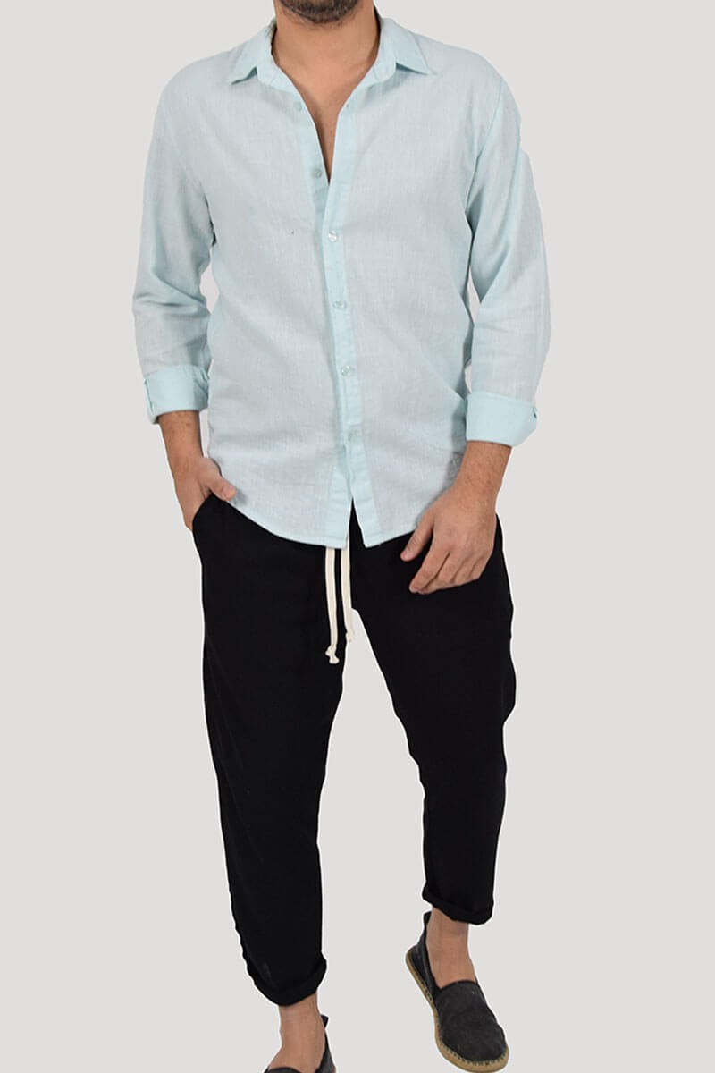 PANTALONI IN LINO CON LACCIO IN VITA