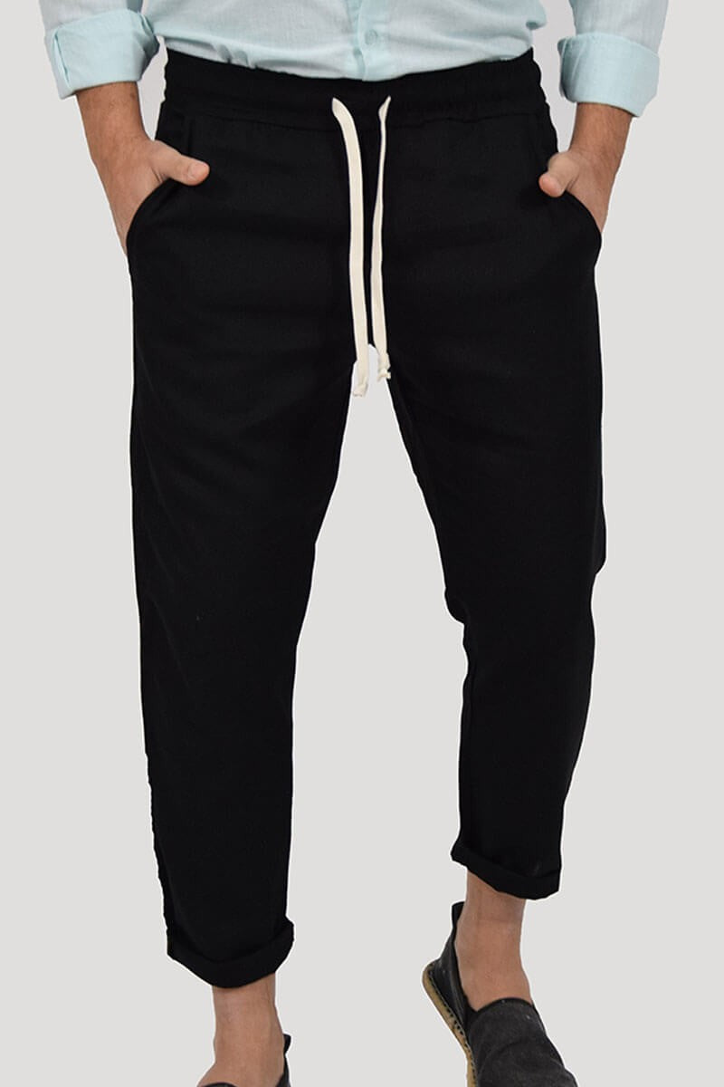 PANTALONI IN LINO CON LACCIO IN VITA