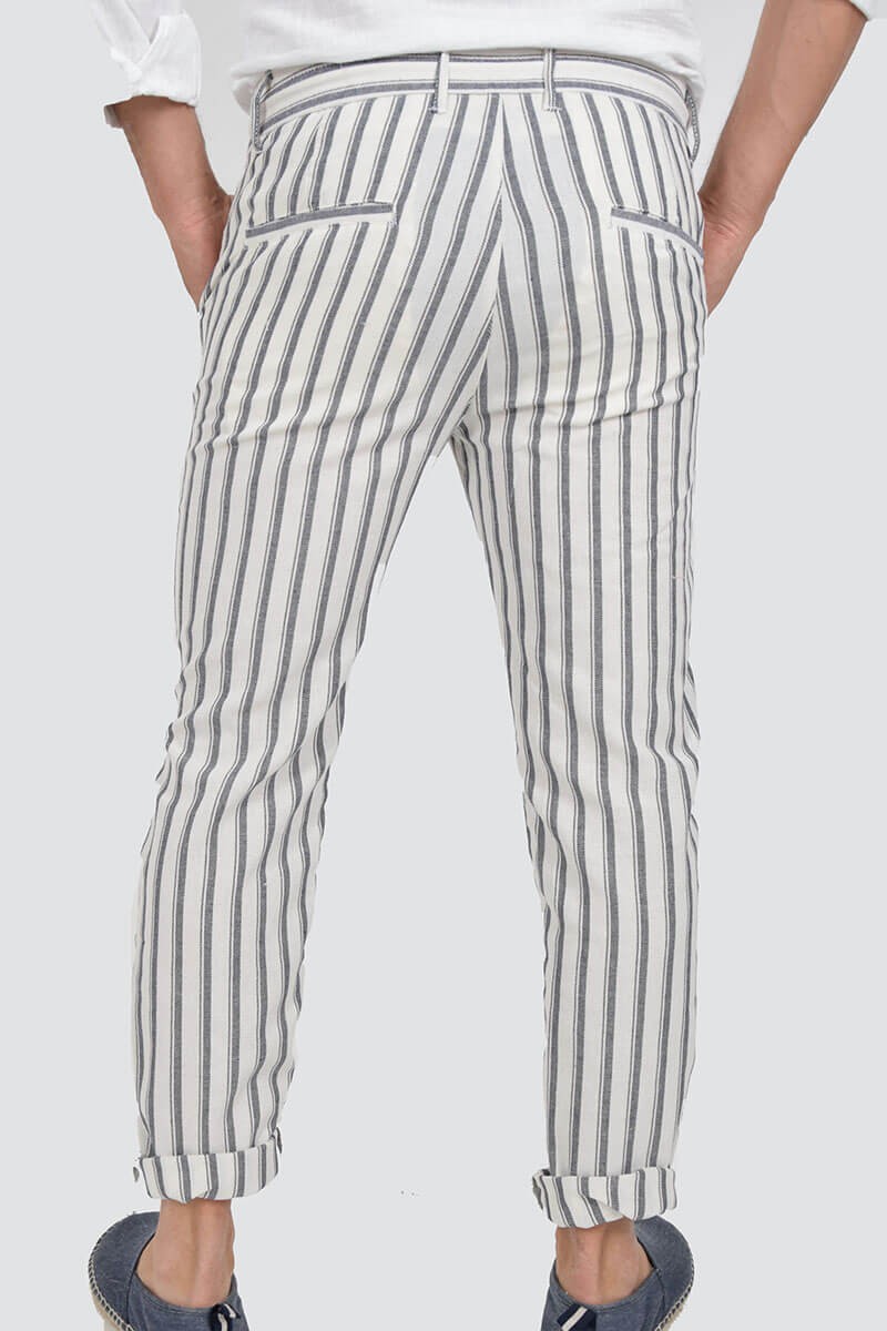 PANTALONI A RIGHE CON LACCIO IN VITA
